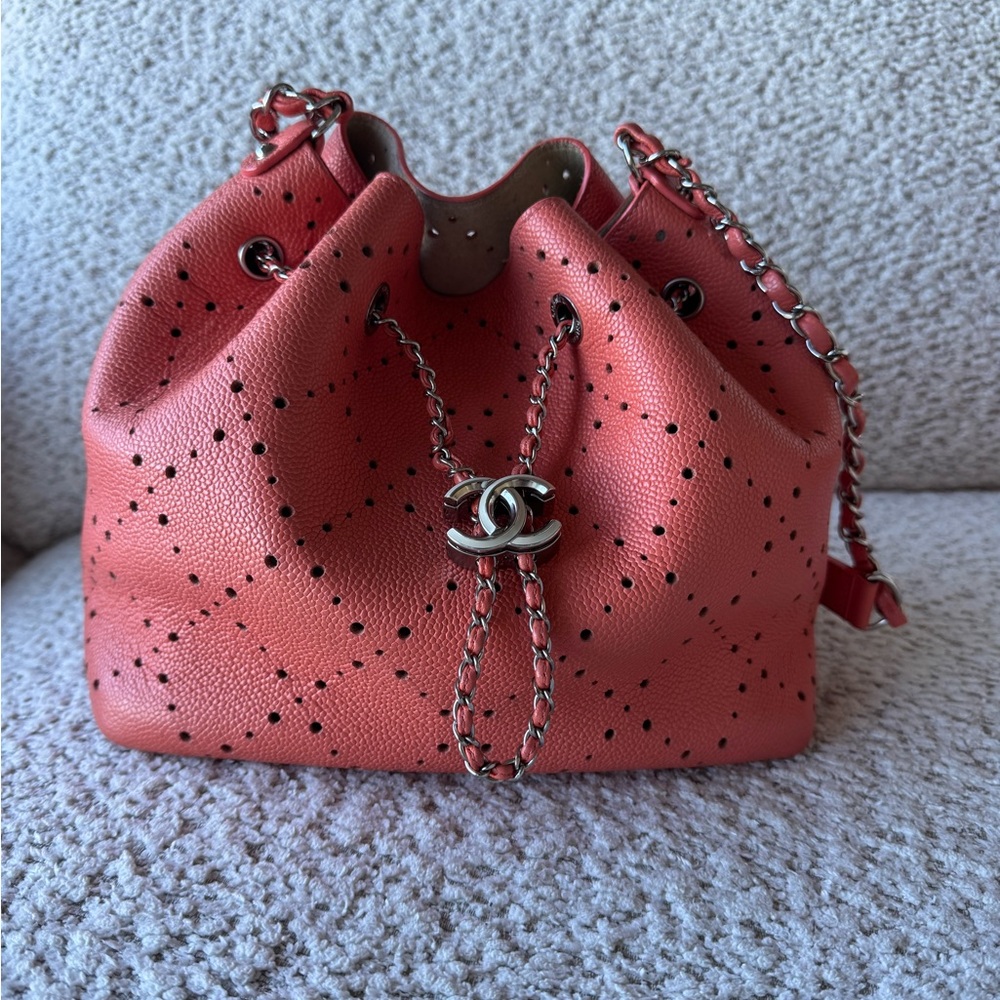 Chanel Pink Perforated Leather Shoulder Bag